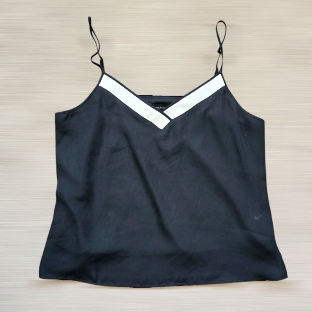 Banana Republic Black White Trim Adjustable Strap Cami Tank Top Medium